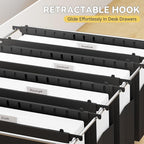 Plastic Legal Hanging File Folders Extra Capacity,3" Expanding Pocket Legal Size,Expandable Large Black Hanging Folders with Tabs,Heavy Duty Filing Cabinet Folder for Bulky Files,6 Pack