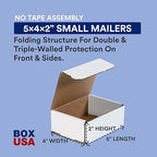 BOX USA Shipping Boxes Small 5"L x 4"W x 2"H, 50-Pack | Corrugated Cardboard Box Mailer for Packing, Moving and Storage 542