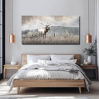 ZHENGYIN Large Bull Elk Wall Art, Deer Wildlife Canvas Print, Rustic Modern Farmhouse Wall Decor for Living Room Office, Above Sofa, 24x48 Inch