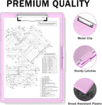Rimilak Plastic Clipboard with Storage, Side Opening with 2 Compartment, Size 13.3 x 9.4 x 1.5 Heavy Duty High Capacity Nursing Box for Work School & Office Supplies, Rose Pink