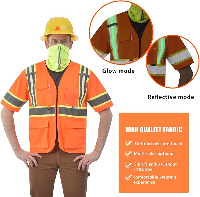 AYKRM 11 color High Vis Reflective Safety Vest for Women Men Security Pocket Zipper