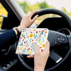 CoBak Car Registration and Insurance Holder - Small and Lightweight Vehicle Glove Box Car Organizer, Auto Truck Comparment Accessories Case for Essential Document, Driver License (Joyful Flowers)
