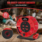 Extension Cord Storage Reel with 4-Grounded Outlet & 2 USB Port, 15A Circuit Breaker, Heavy Duty Open Cord Reel for 12/3,14/3 Gauge Power Cord, Hand Wind Retractable, ETL Listed Red R85CR06