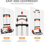 Dolly Cart, 309 lb Aluminum Folding Hand Truck with Swivel Handle, Heavy Duty Utility Dolly Foldable Trolley with Elastic Cord, 7 Inch Wheels for Moving, Warehousing, Shopping and More