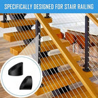 Helffer 50 Pack 3/8" ID Black Angle Beveled Washers for Cable Railing, Stainless Steel 30 Degree Washers for 1/8" 3/16" 5/32" Stair Deck Cable Railing Kits
