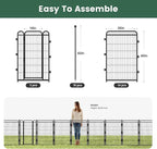 40 in(H) Decorative Garden Fence Outdoor for Yard with 2 Gates,Heavy Duty Iron 16 Panels Total 34.7ft(L) Anti Dig Fence with Gravity Automatic Lock for Indoor/Outdoor Decorative Dog Fence,Black