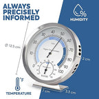 Analog Hygrometer – Thermometer Hygrometer for Indoor – Premium Stainless Steel Humidity Gauge Indicator – Temperature and Humidity Monitor – Battery Free Operation – Ø 12.5 cm