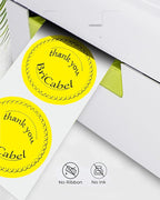 4 Inch Large Yellow Circle Thermal Labels, Self-Adhesive Round Inventory Stickers, Multi-Purpose Round Roll Thermal Printing Stickers for Business and Domestic Use-300 Labels/Roll