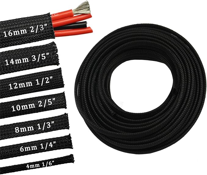 30ft PET Expandable Sleeving Wire Cable Sleeve (2/5", Black)
