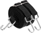 uxcell 2Pcs Adjustable Bungee Cords with Hooks, 79 Inch Flat Heavy Duty Elasticity Straps Rubber Bungee Cords with Buckle for Outdoor, Camping, Tarp, Bike Rack, Luggage, Black