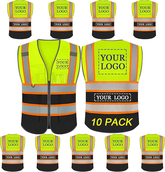 BeautyWill Custom Logo Safety Vest Class2 High Visibility Reflective Vest Breathable Construction Vest