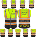 BeautyWill Custom Logo Safety Vest Class2 High Visibility Reflective Vest Breathable Construction Vest