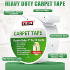 YYXLIFE Double Sided Removable Rug Tape - Carpet Adhesive for Hardwood Floors,Non Slip Anti Curling Floor Tape for Area Rugs,Mats,Carpets - No Residue Strong Hold for Tile, 2Inch x 10Yards,White