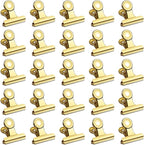 30 Pack Small Bull Clips 0.87 Inch Mini Metal Hinge Clips Binder Paper Hinge Clip for Office, Home, School, Shops, Gold, 22mm