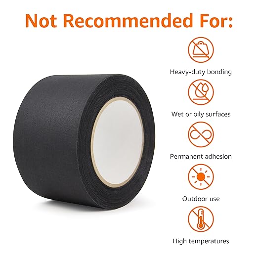 Amazon Basics No Residue, Non-Reflective Gaffers Tape - 3 inch x 90 feet, Black