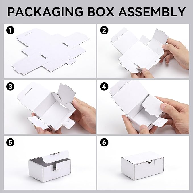 Small Shipping Boxes 3.5x2.2x1.6 Inches, 25-Pack White Corrugated Cardboard Boxes for Mailing, Storing, Gift Packaging