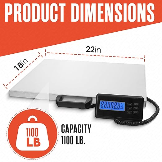 Houseables Digital Kitchen Scale, Food Scale, Weight Machine for Baking, Cooking, Meal Prep, Shipping, Packages, Postal, Small Business, 5.3" x 5.3", 22 LB Capacity, Changeable Measuring Units