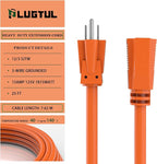 PLUGTUL 25 FT 12/3 Outdoor Extension Cord Waterproof, Heavy Duty 12 Gauge SJTW Extension Cord, 15A 1875W, ETL Listed, Great for Garden and Home, Orange