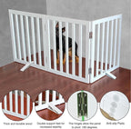 ZJSF Freestanding Indoor Dog Gate for House Foldable Wood White Puppy Gate for Doorways Pet Gate for Stairs Extra Wide Pet Fence 24" Height 3 Panels