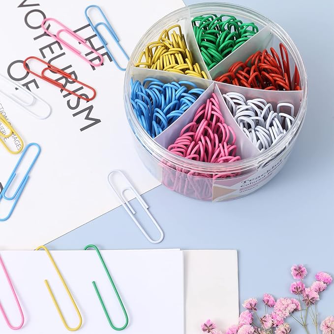 300 Pcs Colored Paper Clips, 2 Inch Assorted Color Paperclips, Large Vibrant Metal Paper Clips for Office, School, Home, Craft Projects - Organize Documents, Notes, Artworks