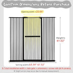 Lumizone Extra Tall Cat Gate 61.02" High Pressure Mounted Extra Wide 63.39"-67.32" (17Sizes) 1.37" Gap No Drilling Auto-Close Tall Pet Gate for Dogs (Black, 63.39"-67.32" W)
