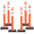 RoadHero 42 Inch Delineator Post with Base, Portable Orange Traffic Delineator Posts Cones with Reflective Collars for Parking Lots, Road Safety, Construction Events (6 Pack)