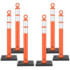 RoadHero 42 Inch Delineator Post with Base, Portable Orange Traffic Delineator Posts Cones with Reflective Collars for Parking Lots, Road Safety, Construction Events (6 Pack)