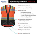 ProtectX 6 Pockets High Visibility Safety Vest for Men Women Class 2 Reflective Hi Vis Work Construction Vest