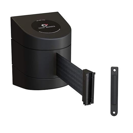 Crowd Control Warehouse - CCW Series WMB-230 Fixed Wall Mount Retractable Belt Barrier - 30 Foot, Black Belt with Black ABS Case