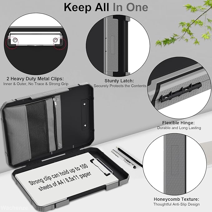 Thicker Clipboard with Storage, Internal Pen Pouch Included, A4 / Letter Size, Toughest Plastic Contractor Clip Boards 8.5x11, High Capacity Clipboards Box Case for Contractor Trucker Driver