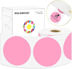 3 X 3 Inch Round Thermal Labels Circle Color Coding Labels Printable Waterproof 500PCS Round Stickers Adhesive Writable for Office, Home, Garage, DIY Sticker, Barcodes, Name Tag, Pink