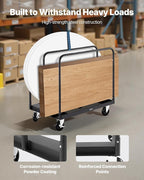 VEVOR Drywall Cart Dolly, 1800 lbs Load Capacity, Steel Panel Truck Cart with 5 inch Swivel Casters, Lumber Drywall Dolly with with Tie-Down Strap & 3 Side Handrails for Factory, Warehouse, Black