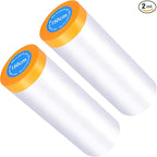 Muf 5 x 65 Feet Plastic Drop Cloth Plastic Sheeting with Masking Tape,Waterproof Protective Masking Film,Prevent Dust Paint for Car,Furniture,Carpet,Floor,2 Pack