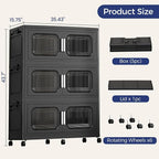 150 Gallon Extra Large Storage Bin with Lid and Wheels, Stackable Collapsible Plastic Storage Box with Door, Foldable Organizer for Closet, Kitchen, Office, Living Room, 3 Pack Black