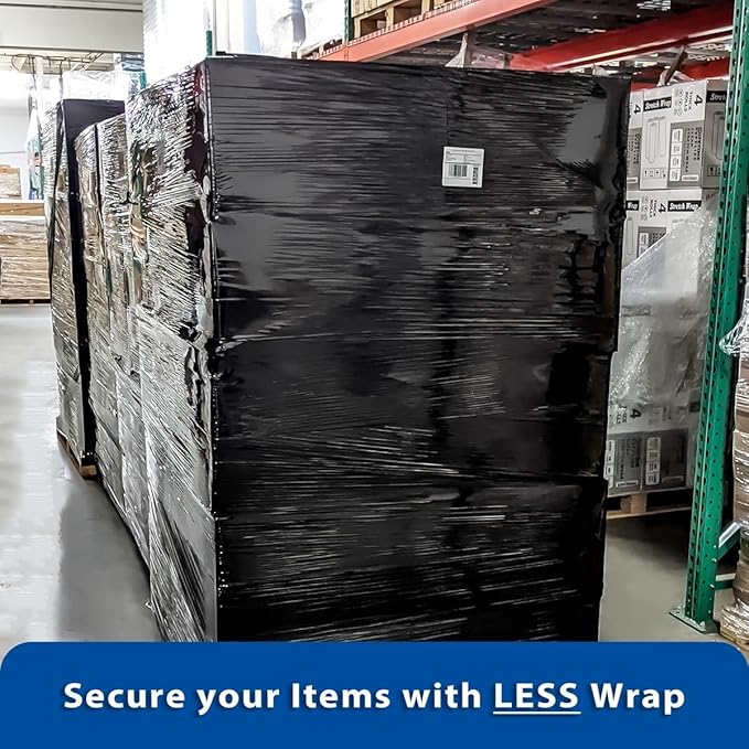 4 Rolls x 18 Inch x 1500 FT x 80 Gauge [Upgraded] Black Premium Stretch Wrap, Heavy Duty Shrink Film for Shipping, Moving, Sealing - Stronger & Thicker, Durable