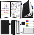 6 Sides Whiteboard Notebook Portable Whiteboard Dry Erase Notebook Portable Dry Erase Board Double Sided Folding Whiteboards White Board for Office Study Meeting(Black,A6: 4.5"×6”)