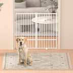 Full Metal Freestanding Dog Gate with Door, 36''Height Foldable Pet Dog Fence for Indoor & Outdoor, 2 Panels Extra Wide Free Standing TallDog Gates for Doorways,House,Stairs,Porch,Deck,Yard