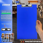 Legal Aluminum Clipboard Metal w/Stainless Hangable Pen Holder Writing Low Profile Large Clip Board 9" x 15.5" Message Tabletop for Lawers Office Business Workshop Factory Supplies (Blue, Legal)