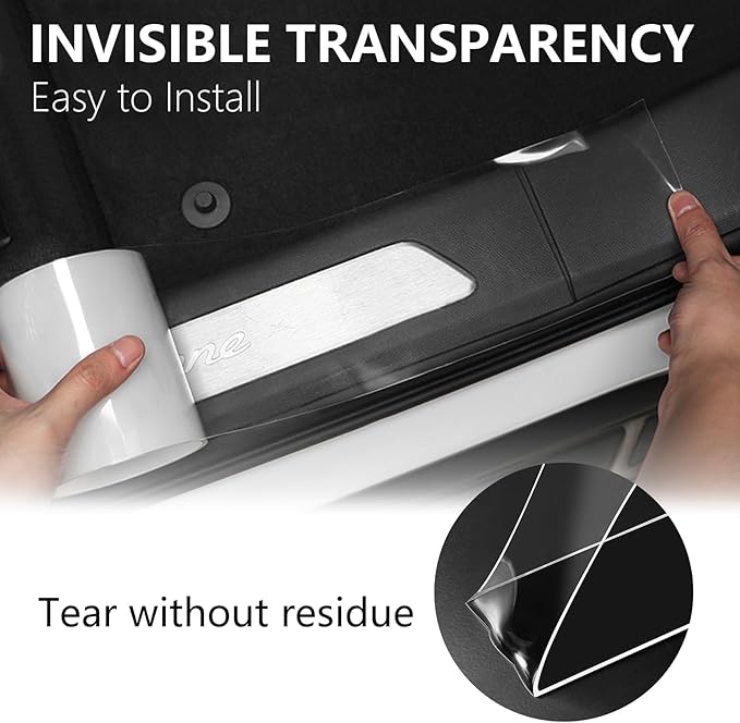DGSL Car Door Edge Guards Door Sill Protector, 0.8In x 19.7Ft 5D Carbon Fiber Car Wrap Film, Vinyl Automotive Wrap Film Anti-Collision Fits for Most Car (Transparent)