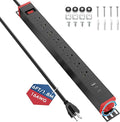 360° Rotating Mountable Power Strip with USB Ports, 8 Outlet Surge Protector Power Strips Wall Mount, Metal Heavy Duty Versatile Outlet with 6FT Power Cord,For Home Office Industrial Garage Commercial