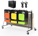 Folding Chair Rack Table and Chairs Storage Cart 400 LBS Capacity Heavy Duty Steel Mobile Dolly, 42 Chairs or 12 Tables Folding Chair on Wheels Storage Rack with Dust Cover & Elastic Cords