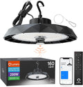 Lumary 32,000lm Smart Shop Light for Garage w/Motion Sensor 200W, Compatible with Alexa via Hub-Not Included, Bluetooth UFO LED High Bay Light Metal, 120-277V Brightness Dimmable, 5000K for Workshop