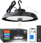Lumary 32,000lm Smart Shop Light for Garage w/Motion Sensor 200W, Compatible with Alexa via Hub-Not Included, Bluetooth UFO LED High Bay Light Metal, 120-277V Brightness Dimmable, 5000K for Workshop