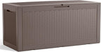 120 Gallon Resin Deck Box, Lockable Patio Outdoor Storage Box for Furniture, Garden Tools and Tools Storage, Waterproof Outside Storage Boxes - Grey