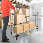 Heavy Duty, Narrow Aisle U-Boat Platform Truck, Premium Hand Truck Can Hold Loads Up to 2,000 Pounds, 15.7x64.6 Inch Steel Deck