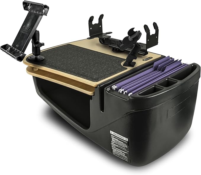 AutoExec AE-GMCD-PI-PS-PM-TAB-11M GripMaster Car Desk for Your Vehicle Workstation and Mobile Office, Natural with 400 watt Power Inverter, Printer Stand, Phone Mount and Tablet Mount