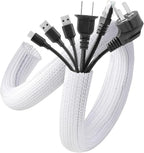 AGPTEK Cable Sleeve Cover, 2Pack 5ft - 1.8 inch Desk Cord Organizer Cable Hider, Home Office Wire Management Computer TV Wire Loom Tubing, Pet Proof Cord Protector, from Cat Dog Chewing, White