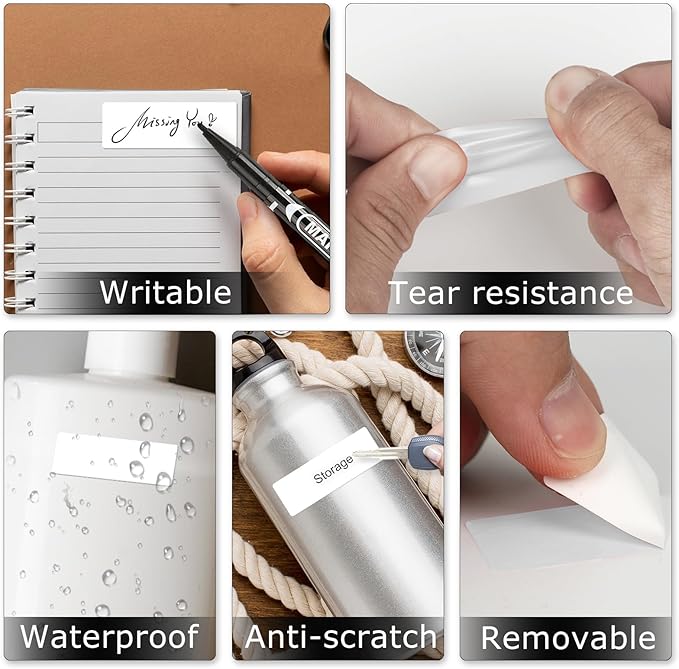 White Color Coding Labels 1 × 2 Inches Self-Adhesive Vinyl Rectangle Stickers Waterproof Name Tags Removable Roll for Office School Home 500 PCS