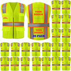 BeautyWill 10/20 Pack Custom Logo Safety Vest,Bulk High Visibility Class 2 Reflective Work Vests