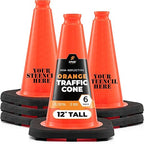 Xpose Safety 12 Inch Orange Traffic Cones, 6-Pack - Multipurpose PVC Plastic Safety Cone for Parking, Soccer, Caution, Kids and Construction - DOT Approved